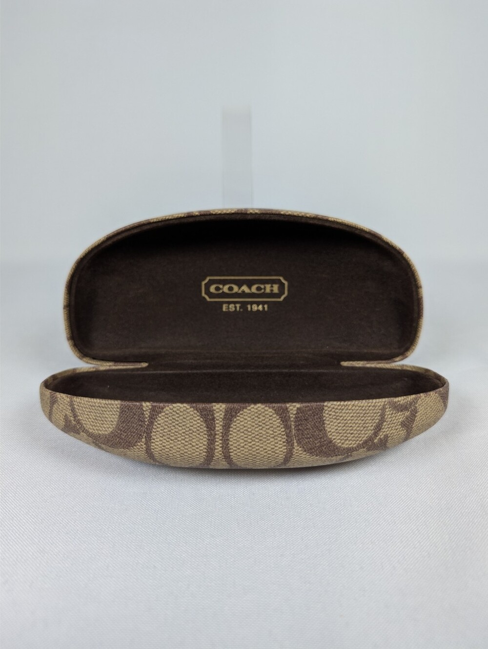 Coach Est 1941 Signature C Sunglasses Case Khaki Brown Canvas OS Women